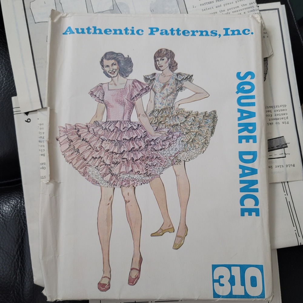 Authentic Patterns 310 Square Dance Dress Sewing Pattern Multi-Size 6 8 10 Uncut